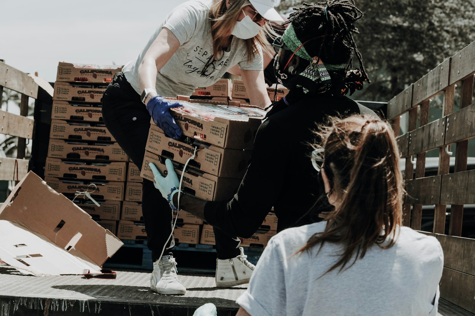 Volunteers working on a community project